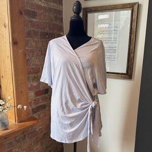 NWT Lands' End Light Gray Striped Wrap Blouse